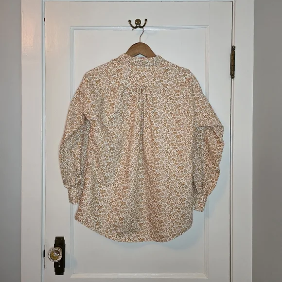 Ann Mashburn 100% Cotton Blouse – Size L - White / Caramel Floral Pattern - Picture 6 of 10